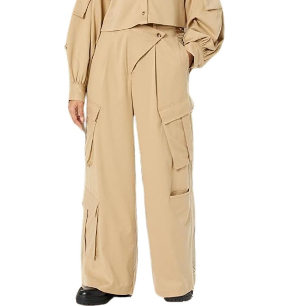 The Drop Women's Travertine Asymmetric Wide-Leg Cargo Pant